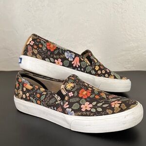 Keds Rifle Paper Company Black Multicolor Floral Slip-Ons